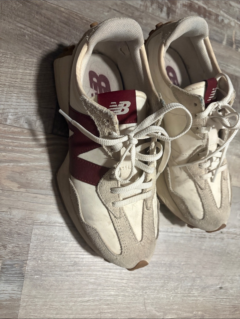 New Balance Cream & Burgundy Retro Runner Sneakers